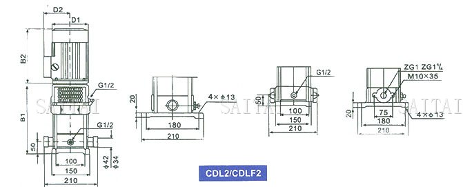 CDL2 / CDLF2系列多级泵安装尺寸