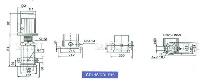 CDL16 / CDLF16系列多级泵安装尺寸