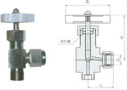 QJ-6角式外螺纹气动管路截止阀产品简图