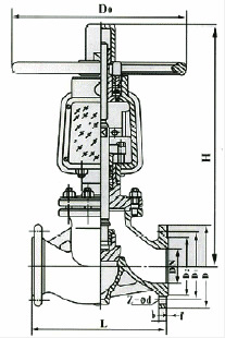铜氧气专用截止阀结构图1